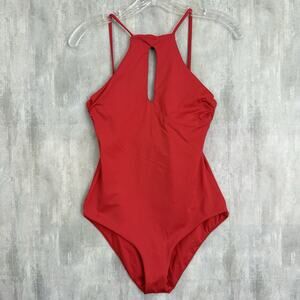 Becca by Rebecca Virtue One Piece Swimsuit Sz S Red Cutout Back Non Padded Beach